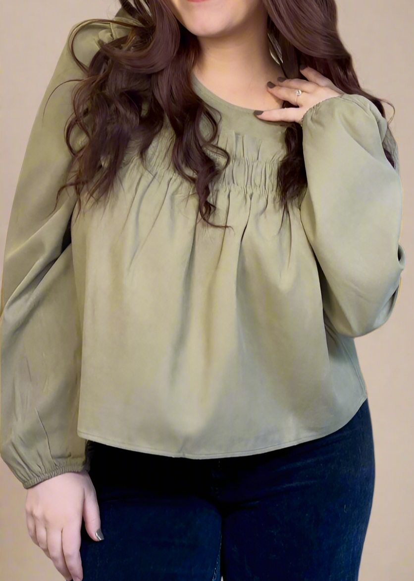 Casual Ruffle Shoulder Woven Blouse Top