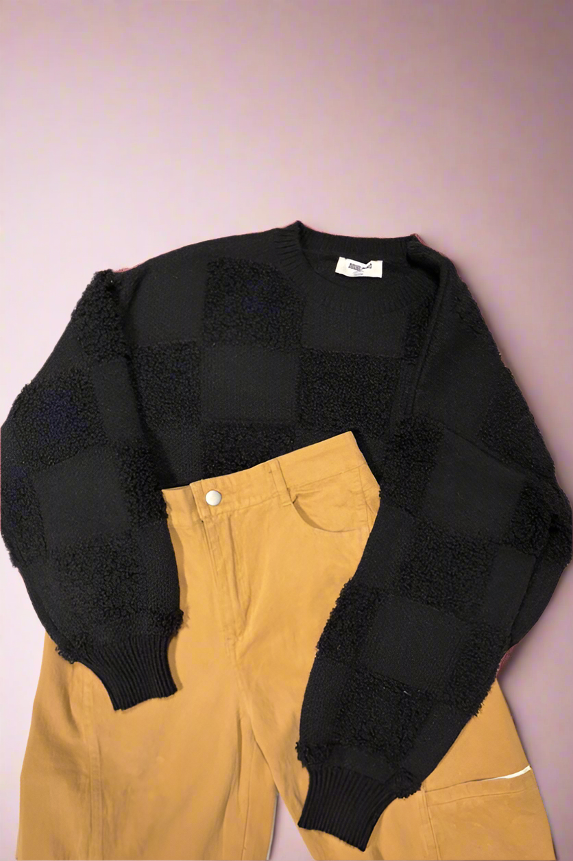 Texture Checkered Sweater