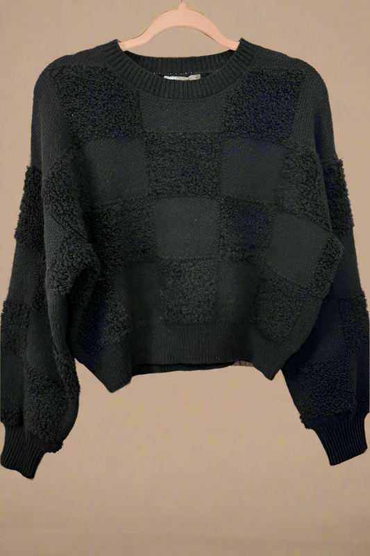 Texture Checkered Sweater