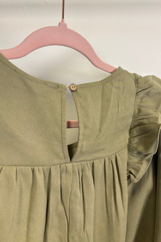 Casual Ruffle Shoulder Woven Blouse Top