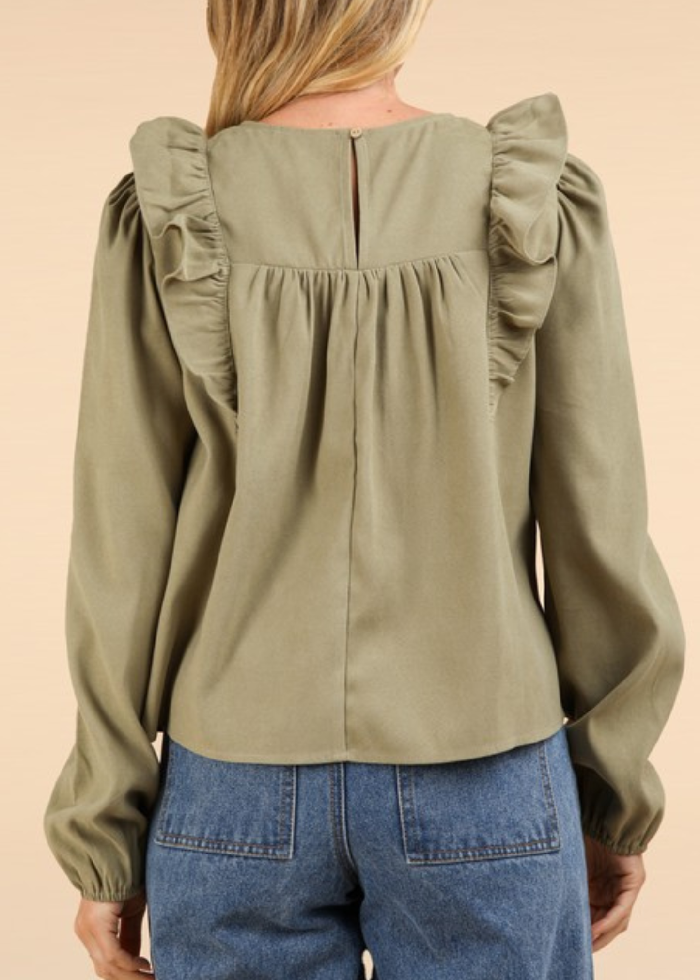Casual Ruffle Shoulder Woven Blouse Top