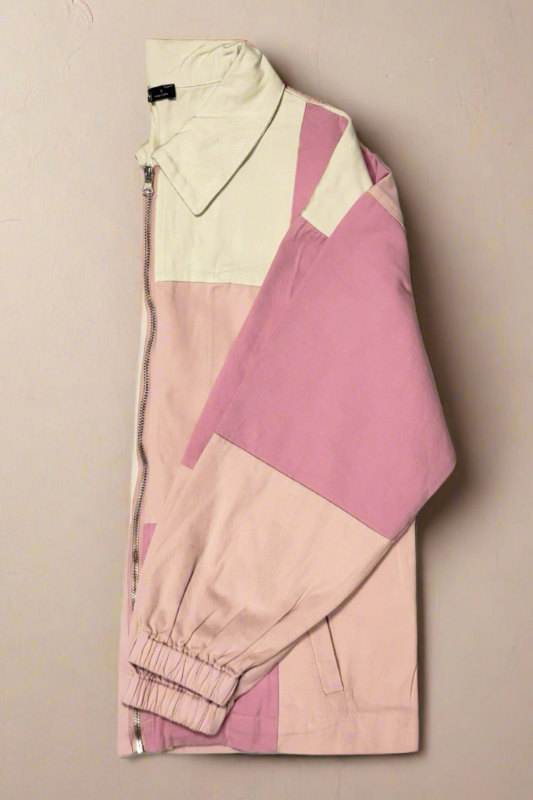 Washed Twill Color Block Casual Jacket